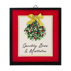 Ashland "Sparkly Bows & Mistletoe" Framed 3D Wall Decor